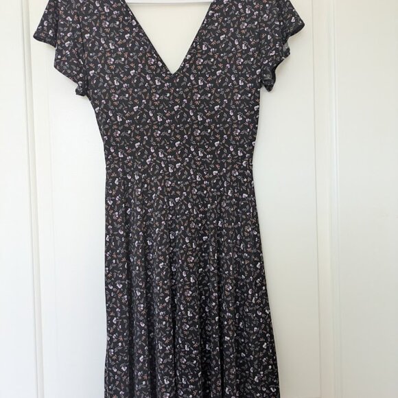 Kaileigh womens black floral fit and flare dress short sleeve size XS - Picture 3 of 3